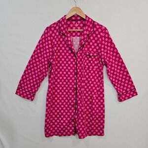 Kate Spade Womens XL Pajama Sleep Shirt Nightgown Pink Apple‎ Dot Print Preppy